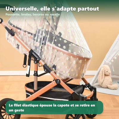 Moustiquaire pour poussette - fixation par bande auto-agrippante