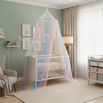 Ciel de lit moustiquaire bébé - pose sans perçage
