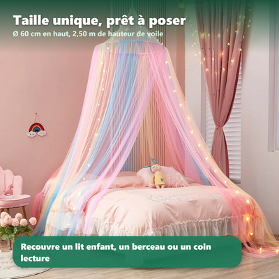 Ciel de lit moustiquaire bébé - fixation par bande auto-agrippante