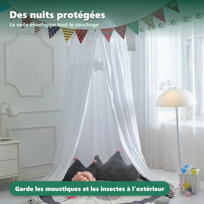Ciel de lit moustiquaire - fixation par bande auto-agrippante