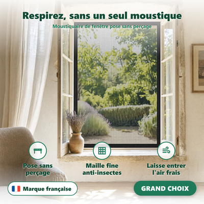 Moustiquaire en rouleau recoupable - pose sans perçage