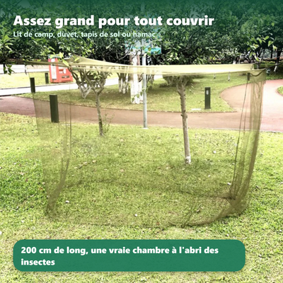 Moustiquaire de camping vert kaki à toit carré pour une à deux personnes - Moustigo